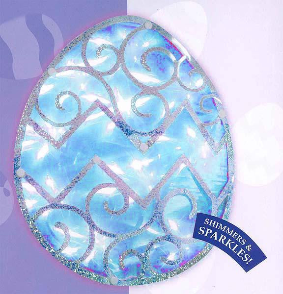 12" Lighted Blue Easter Egg Window Silhouette Decoration