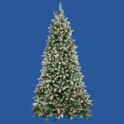 7.5' Pre-Lit Frosted Edina Fir Cones & Berries Christmas Tree - Clear Lights