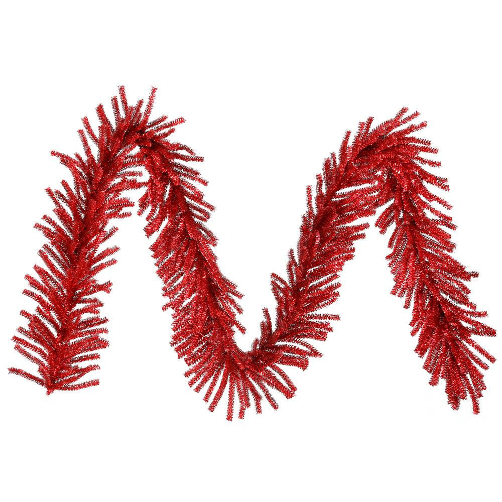 9' x 10" Sparkling Red Tinsel Artificial Christmas Garland - Unlit