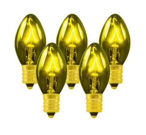 Club Pack of 100 C7 Transparent Gold Replacement Christmas Light Bulbs