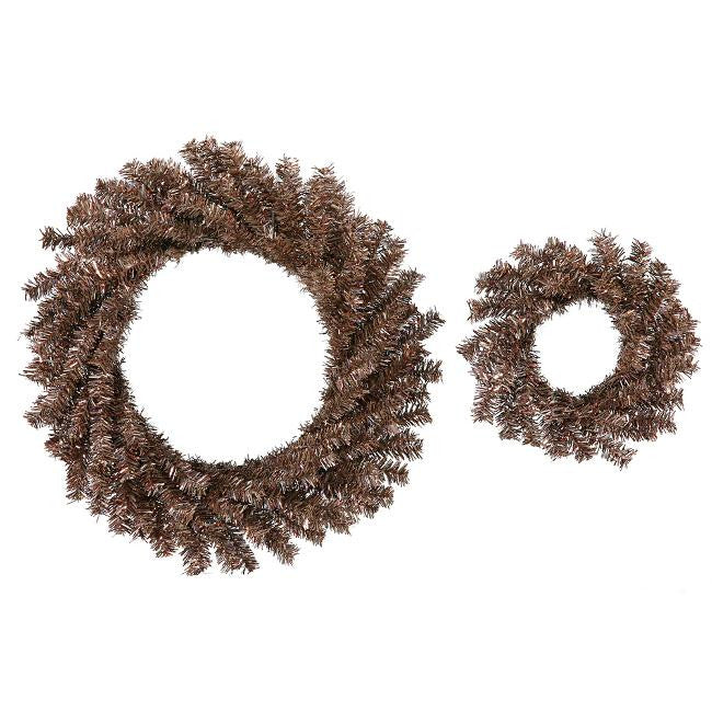 Set of 2 Sparkling Mocha Brown Artificial Christmas Wreaths 10" & 18" - Unlit