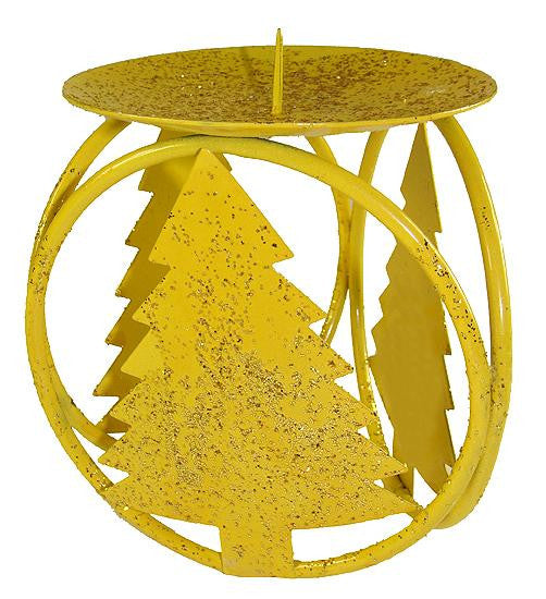 Club Pack of 72 Yellow Christmas Tree Pillar Candle Holders 4.25"