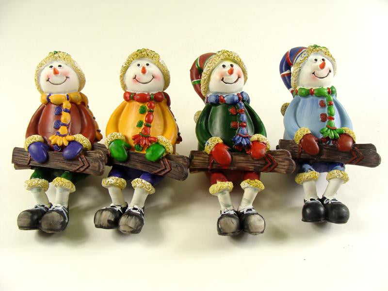 Club Pack of 48 Sitting Snowman With Ski's Table Top Figures 5"