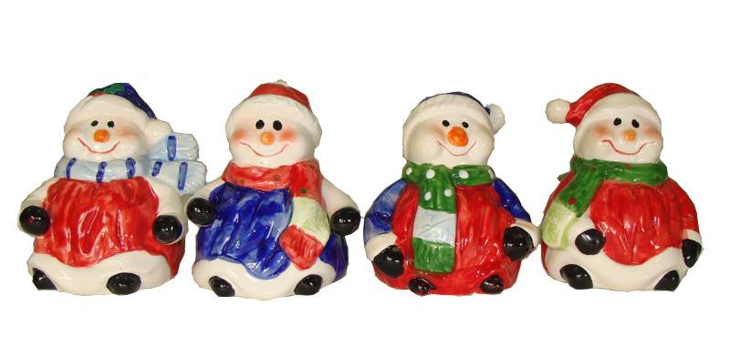 Club Pack of 72 Decorative Snowman Wearing Santa Hat Ceramic Christmas Figures