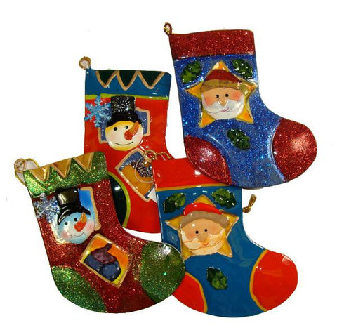 Club Pack of 144 Santa Claus and Snowman Christmas Stocking Ornaments 5"