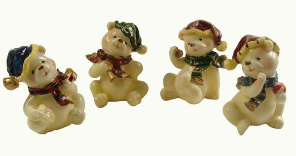 Club Pack of 120 Festive Polar Bear Wearing Santa Hats Christmas Figures 4"