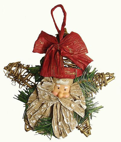 Club Pack of 96 Gold Grapevine Star with Santa Claus Head Christmas Ornaments