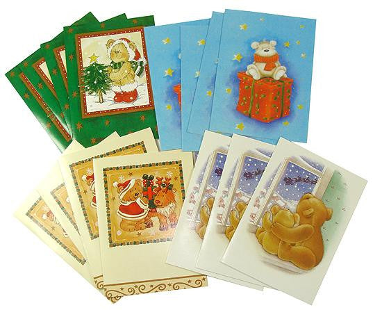 Club Pack of 768 Teddy Bear Christmas Holiday Cards 5.75"