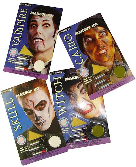 Club Pack of 24 Camouflage, Vampire, Witch and Skull Halloween Makeup Sets