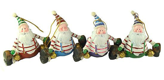 Club Pack of 72 Santa Claus Doing a Split Christmas Ornaments 4"