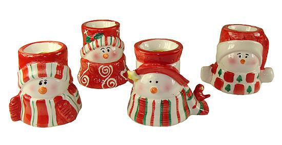 Club Pack Of 72 Ceramic Snowman ChristmasTaper Candle Holders 3.4"