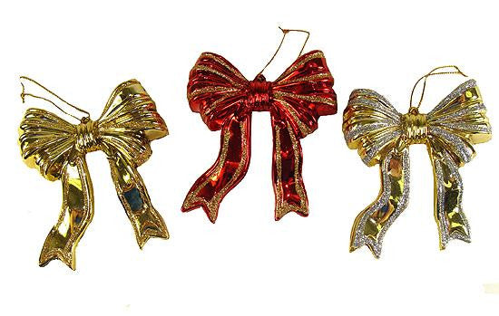 Club Pack of 144 Red Blue and Gold Glitter Bow Christmas Ornaments 3.5"