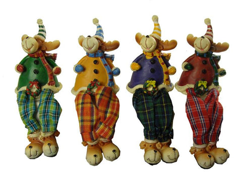 Club Pack of 144 Plaid Shelf Sitting Reindeer Christmas Figures 5"