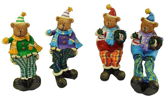 Club Pack of 144 Plaid Sitting Teddy Bear Christmas Table Top Figures 5.5"