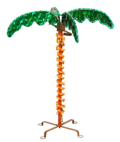 2.5' Deluxe Tropical Holographic LED Rope Lighted Palm Tree with Amber Trunk