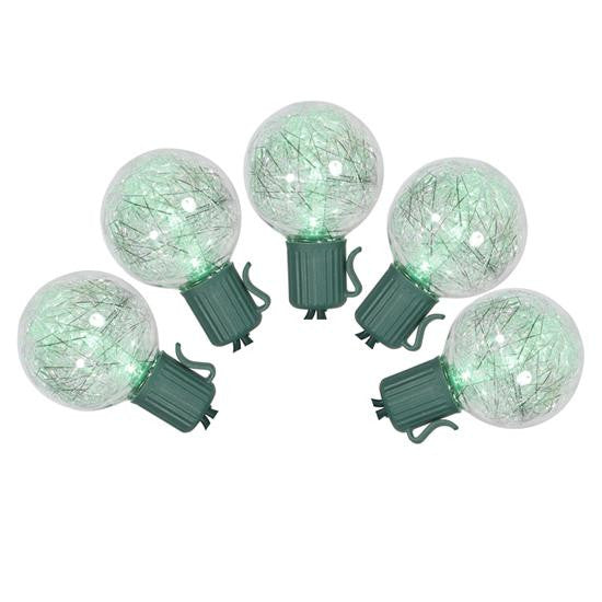 Set of 25 Color Changing Multi-Color LED G40 Tinsel Christmas Lights - Green Wire