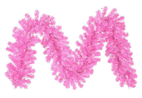 9' x 10" Pre-Lit Hot Pink Artificial Christmas Garland - Pink Lights