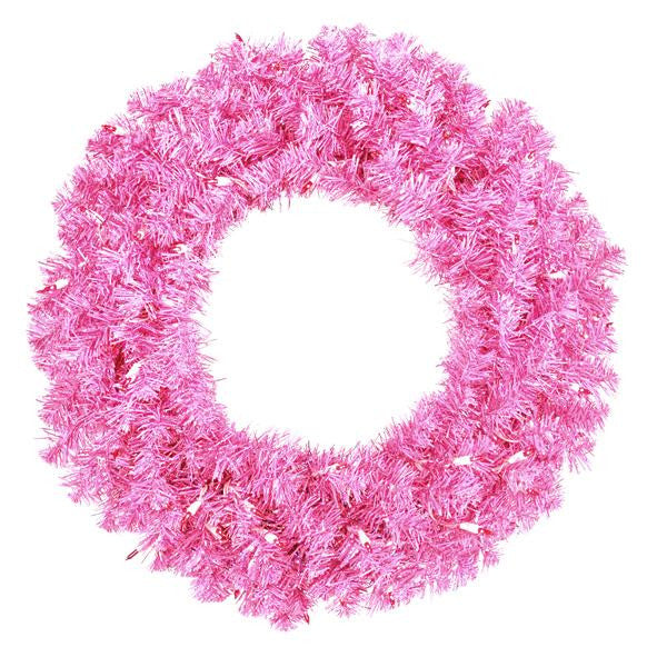 24" Pre-Lit Sparkling Hot Pink Artificial Christmas Wreath - Pink Lights