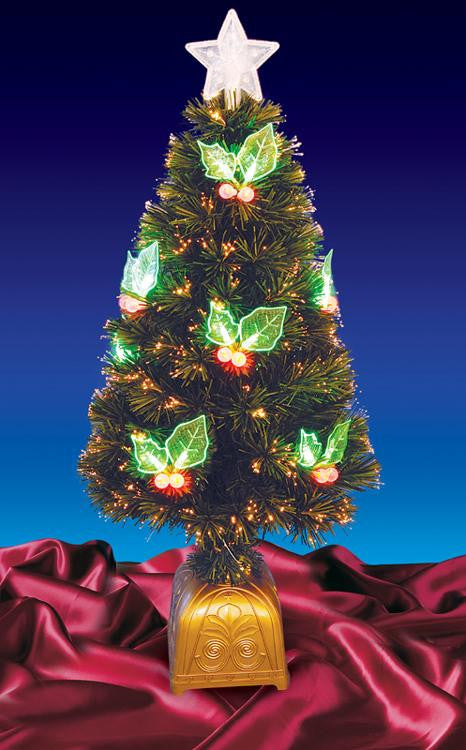 3' Pre-Lit LED Color Changing Fiber Optic Christmas Tree with Holly Berries