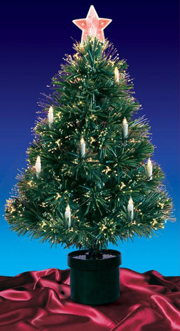 4' Pre-Lit Fiber Optic Artificial Christmas Tree with Candles - Multi Lights