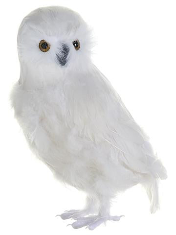 13.25" Tell a Story White Feathered Owl Christmas Bird Figure Table Decoration