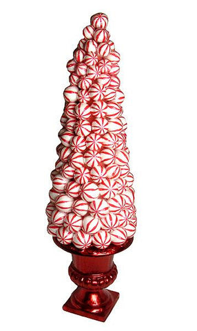 19.5" Peppermint Twist Potted Mint Candy Cone Christmas Topiary