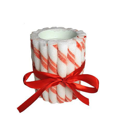 3" Peppermint Twist Sugared Candy Tealight Candle Holder