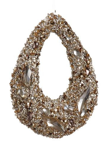 7.5" Golden Encrusted Sequins and Jewels Hoop Christmas Ornament