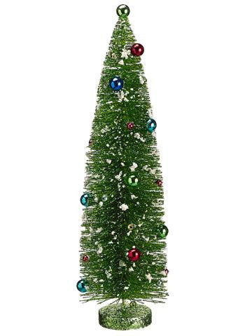 18" Pre-Decorated Flocked Glitter Bottle Brush Christmas Tree - Unlit