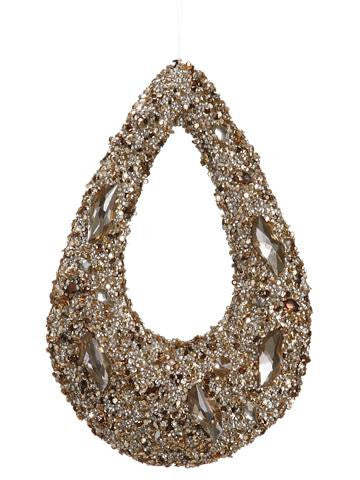 11" Golden Encrusted Sequins and Jewels Hoop Christmas Ornament