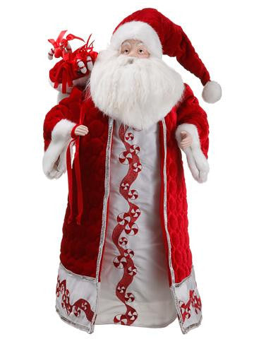 26" Peppermint Twist Embroidered Santa Claus Christmas Figure