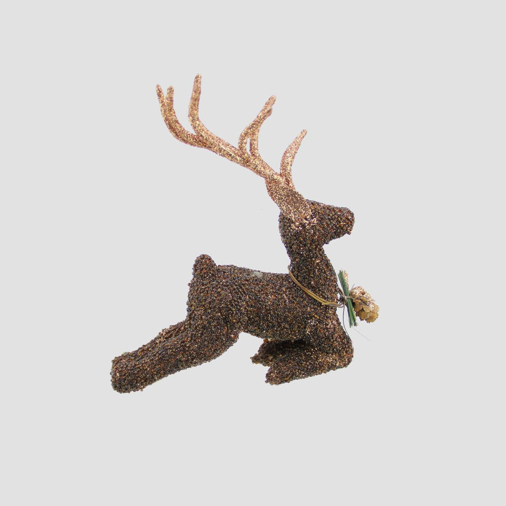 6.5" Metallic Beaded Reindeer Christmas Ornament