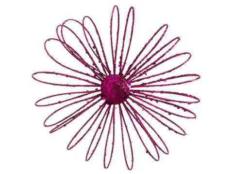 7" Decorative Fuchsia Glitter Daisy Christmas Ornament