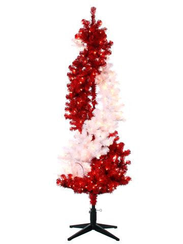 6' Peppermint Twist Pre-Lit Red and White Rotating Artificial Christmas Tree