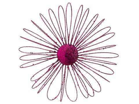 9" Decorative Fuchsia Glitter Daisy Christmas Ornament