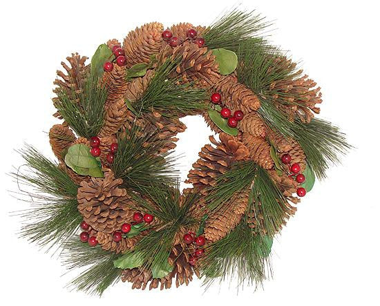 16" Naturalistic Pine Cones and Berries Artificial Christmas Wreath - Unlit