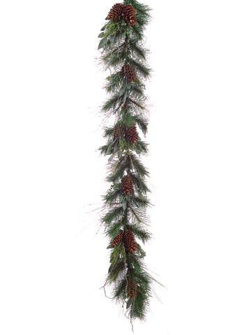 6' Eucalyptus Berry Pine Cone Artificial Christmas Garland - Unlit