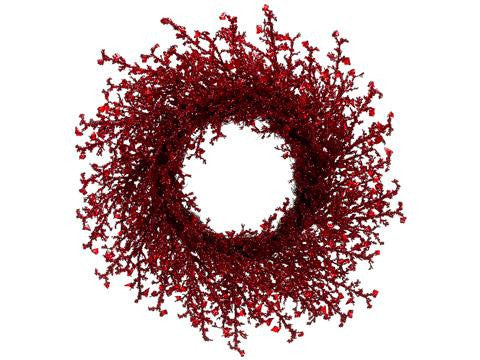 28" Elegant Red Iced Twig Artificial Christmas Wreath - Unlit