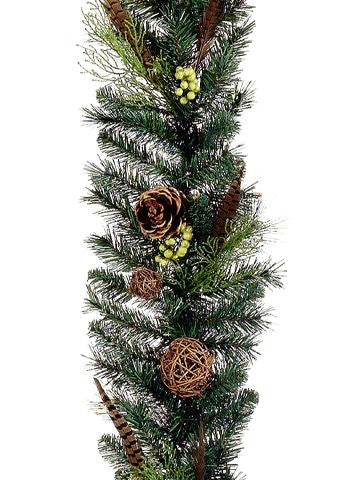 6' x 10" Pheasant Feather Artificial Christmas Garland with Pine Cones - Unlit