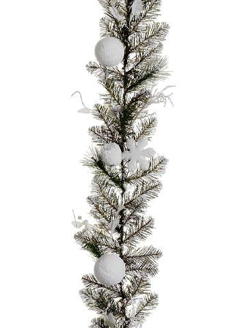 6' x 10" Snowy Pre-Decorated Artificial Christmas Garland - Unlit