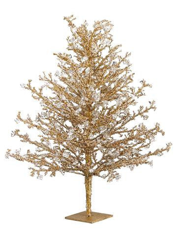 24" Gold Iced Novelty Decorative Artificial Christmas Twig Tree - Unlit