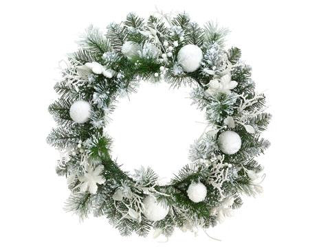 24" Pre-Decorated Snowy Flocked Artificial Christmas Wreath - Unlit