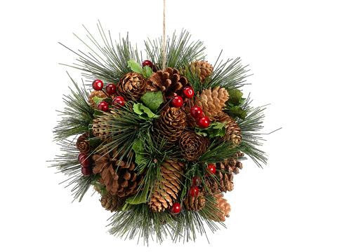 9" Naturalistic Pine Cones and Berries Artificial Cluster Christmas Ornament