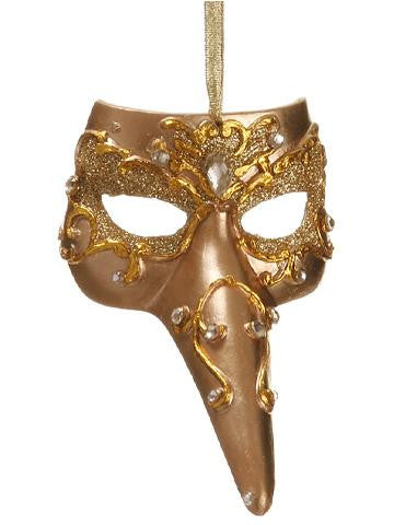 6" Elaborate Jeweled Gold Masquerade Mardi Gras Mask Christmas Ornament