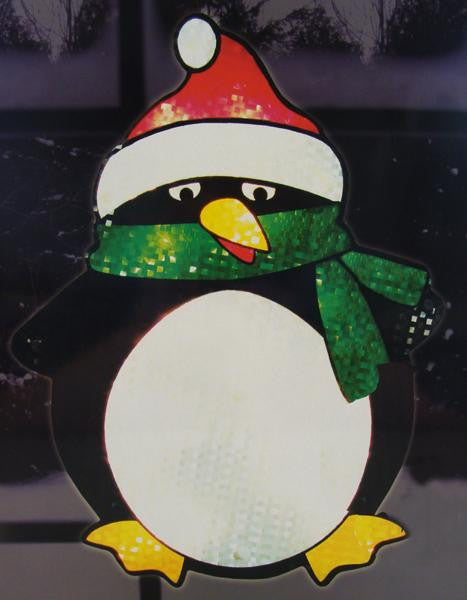 16" Lighted Shimmering Penguin Christmas Window Silhouette Decoration