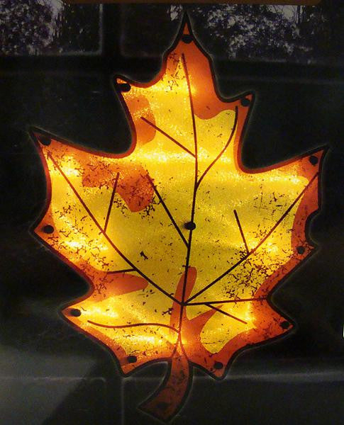 16" Lighted Thanksgiving Maple Leaf Window Silhouette Decoration