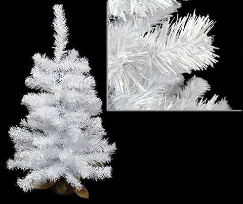 2' White Canadian Pine Artificial Christmas Tree in Burlap Sack - Unlit