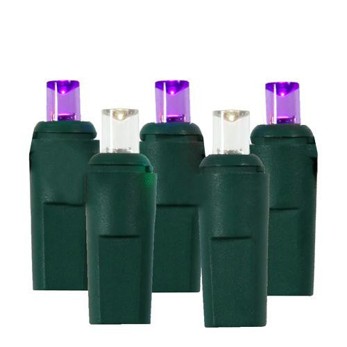 Set of 50 Purple and Clear Twinkle LED Wide Angle Christmas Lights - Green Wire