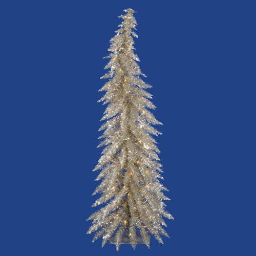 5' Pre-Lit Whimsical Champagne Artificial Tinsel Christmas Tree - Clear Lights