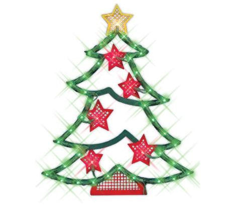 18" Lighted Christmas Tree with Stars Window Silhouette Decoration